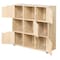 Basicwise 9 Cube Wooden Organizer With 5 Enclosed Doors and 4 Shelves, Oak QI003677O - alternate 5